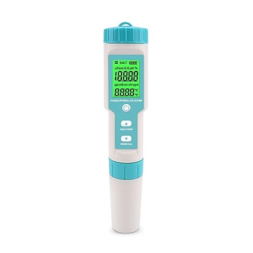 ZGJIAJU Wassertester 7 In 1 PH/TDS/EC/ORP/Salzgehalt/S. G/Temperaturmesser Wasserqualitätstester for Trinkwasseraquarien PH-Meter(Backlight) von ZGJIAJU