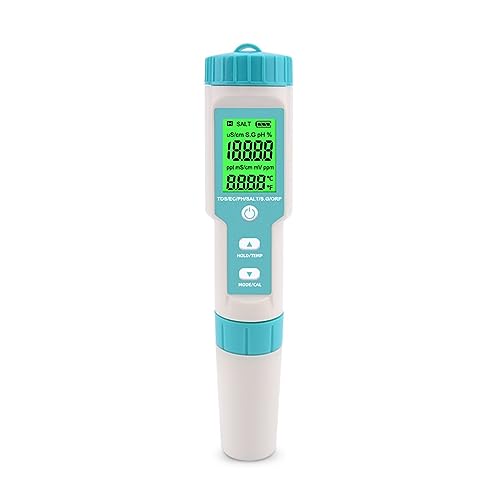 ZGJIAJU Wassertester 7 In 1 PH TDS EC ORP Meerwasser Spezifisches Gewicht Salzgehalt Temperatur PH Meter Wasserqualität Monitor(Backlight) von ZGJIAJU