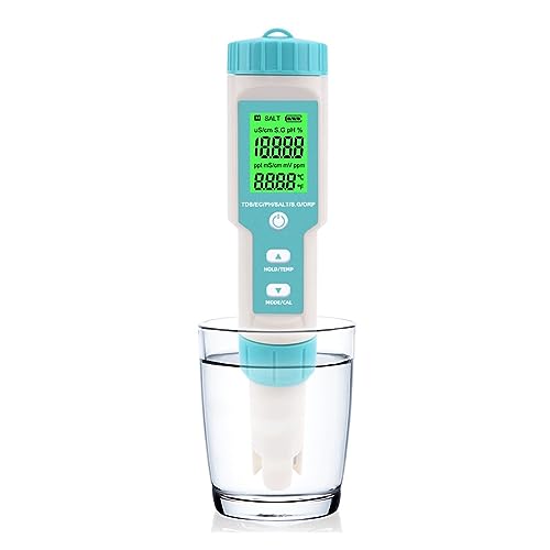 ZGJIAJU Wassertester 7 In 1 Salzgehalt Meter PH TDS EC ORP SG Temp Wasser Qualität Tester IP67 Schwimmbad Monitor Aquarium Analyse Instrument ZGJIAJU Wassertester 7 In 1 Salzgehalt Meter PH TDS EC ORP SG Temp Wasser Qualität Tester IP67 Schwimmbad Monitor Aquarium Analyse Instrument von ZGJIAJU