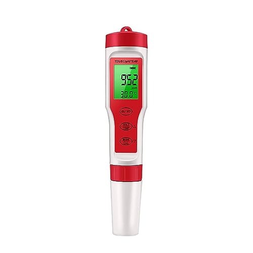 ZGJIAJU Wassertester TDS PH-Messgerät PH/TDS/EC/Temperaturmessgerät Digitaler Wasserqualitätsmonitor-Tester for Pools, Trinkwasser, Aquarien(Red) von ZGJIAJU