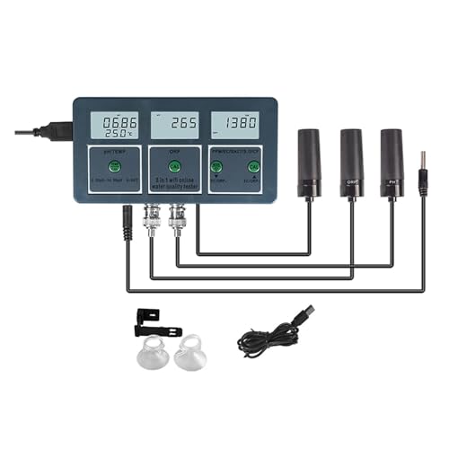 ZGJIAJU Wassertester Tuya WiFi Wasserqualitätstester PH/ORP/EC/PPM/CF/Feuchtigkeit/Temperatur Wasseranalysator Aquakultur Schwimmbad(8) von ZGJIAJU