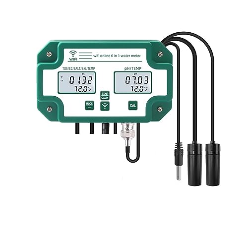 ZGJIAJU Wassertester WiFi Smart Wasserqualitätsmonitor 6-in-1 Multifunktions-Digital-PH-Messgerät TDS/EC/SG/Salzgehalt for Hydrokultur-Aquarium-Schwimmbad(A) von ZGJIAJU