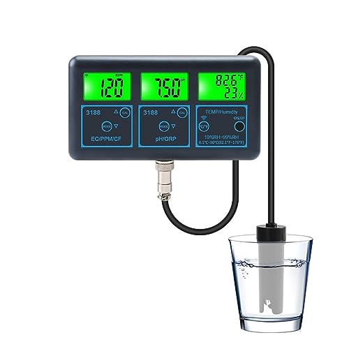 ZGJIAJU Wassertester WiFi Tuya Smart Monitor Aquarium Aquarium SPA Pool Online Wasser Qualität Meter PH ORP EC PPM CF Feuchtigkeit Temp Tester ATC(Meter Liquids) von ZGJIAJU