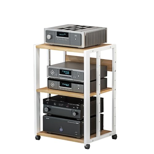 HiFi Regal Plattenspieler Tisch HiFi Rack Plattenspieler Tisch bodenstehender Phonoschrank HiFi-Racks Moderner Phonoschrank-Aufbewahrungsschrank beweglicher Eckregal-Komponentenschrank(Wit,50x40x69cm) von ZGNMK