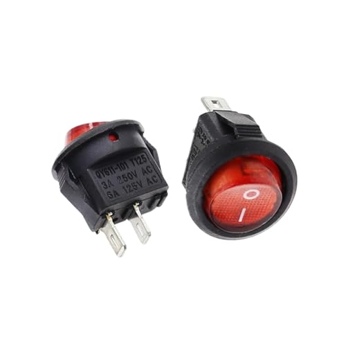 ZGPOSQKZSC 100PCS 2Pin ON-OFF KCD1 Red 2PIN 15mm On/Off Round Boat Rocker Switch DC AC 3A/250V Car von ZGPOSQKZSC