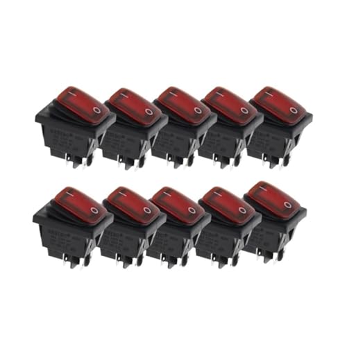 ZGPOSQKZSC 10PCS 2D4P-RED 220 V KCD4 Latching Switch Four Feet ON OFF Red Green With Lights 4PIN von ZGPOSQKZSC
