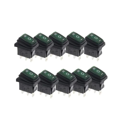 ZGPOSQKZSC 10PCS 3D3P-Green KCD1 23x16.8mm switch 3PIN red no lights button rocker power ON/OFF/ON von ZGPOSQKZSC