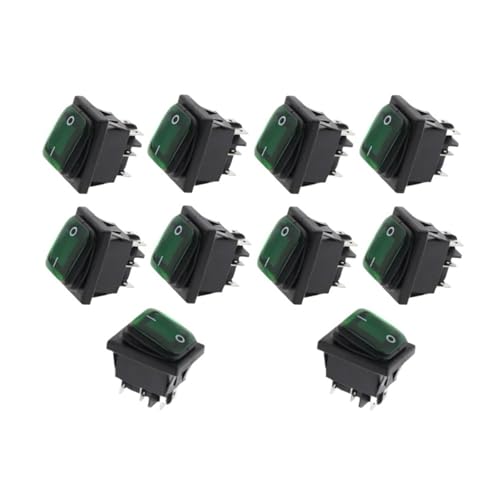 ZGPOSQKZSC 10pcs 2D6P-GREEN 30x22mm Rocker Switch Red LED 220V 16A 250VAC KCD4-201 DPST Switchs 6pin von ZGPOSQKZSC