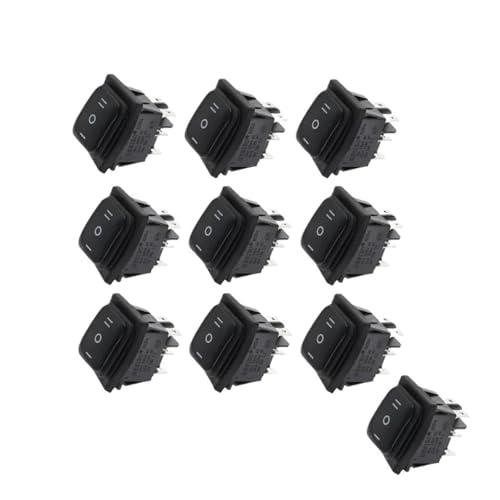 ZGPOSQKZSC 10pcs 3D6P-BLACK on-off-on 220V Heavy Duty 6 pin DPDT Auto Boat Marine Toggle Rocker Switch with LED 30x22mm von ZGPOSQKZSC