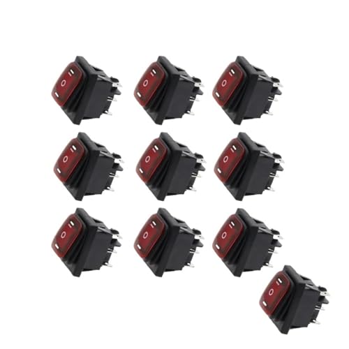 ZGPOSQKZSC 10pcs 3D6P-RED on-off-on 220V Heavy Duty 6 pin DPDT Auto Boat Marine Toggle Rocker Switch with LED 30x22mm von ZGPOSQKZSC