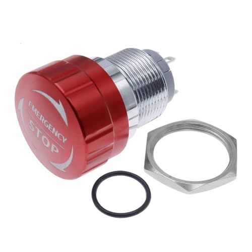 ZGPOSQKZSC 19mm Metal Aluminum Emergency Stop Switch Latching 1NO 1NC Pin Red Mushroom Button von ZGPOSQKZSC