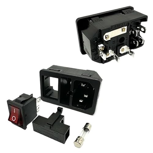 ZGPOSQKZSC 1PC LZ-14-F3 IEC320 C14 10A 5X20mm Fuse Red 250V LED Rocker Switch AC Electrical Inlet Module Power Socket von ZGPOSQKZSC