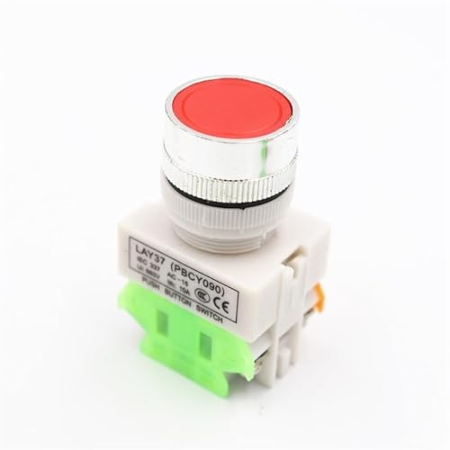 ZGPOSQKZSC 6Pcs red button switch LAY37-11BN flat button 22MM Y090 Self-lock von ZGPOSQKZSC