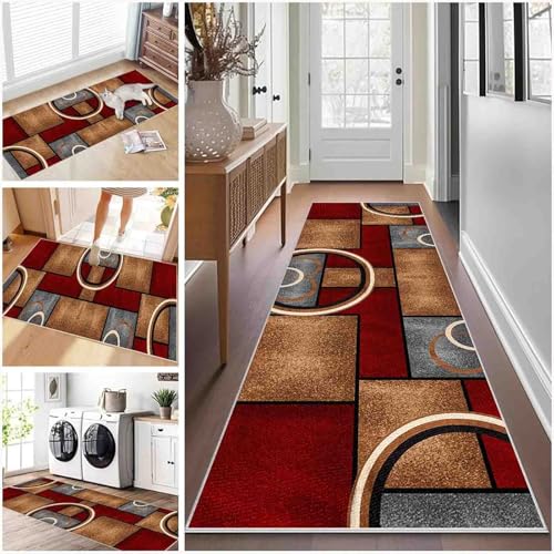 ZGQSW Teppich Läufer Flur Küche rutschfest Waschbarer Küchenläufer für Kurzflor Schlafzimmer Flurteppich Eingangsbereich Wohnzimmer Korridor (430-a,50 x 450 cm) von ZGQSW