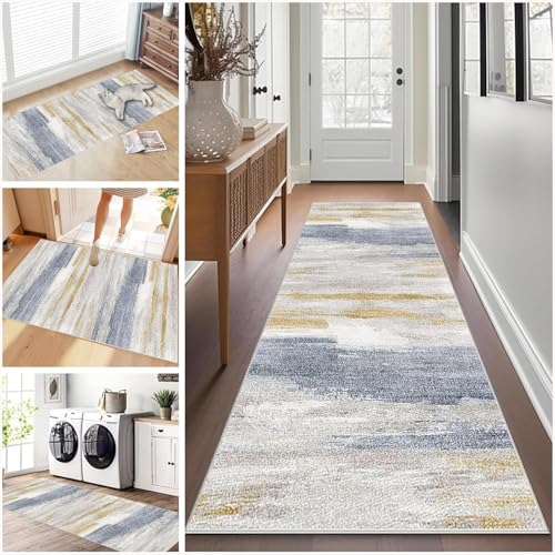 ZGQSW Teppich Läufer Flur Küche rutschfest Waschbarer Küchenläufer für Kurzflor Schlafzimmer Flurteppich Eingangsbereich Wohnzimmer Korridor (432-a,40 x 100 cm) von ZGQSW
