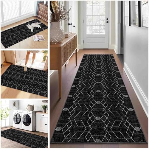 ZGQSW Teppich Läufer Flur Küche rutschfest Waschbarer Küchenläufer für Kurzflor Schlafzimmer Flurteppich Eingangsbereich Wohnzimmer Korridor (433-a,80 x 150 cm) von ZGQSW