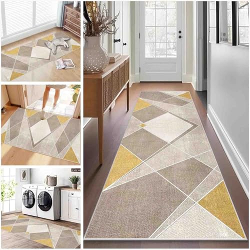 ZGQSW Teppich Läufer Flur Küche rutschfest Waschbarer Küchenläufer für Kurzflor Schlafzimmer Flurteppich Eingangsbereich Wohnzimmer Korridor (434-a,70 x 500 cm) von ZGQSW