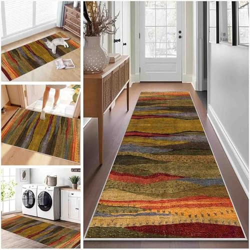 ZGQSW Teppich Läufer Flur Küche rutschfest Waschbarer Küchenläufer für Kurzflor Schlafzimmer Flurteppich Eingangsbereich Wohnzimmer Korridor (435-a,80 x 450 cm) von ZGQSW
