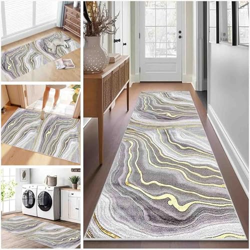 ZGQSW Teppich Läufer Flur Küche rutschfest Waschbarer Küchenläufer für Kurzflor Schlafzimmer Flurteppich Eingangsbereich Wohnzimmer Korridor (438-a,70 x 400 cm) von ZGQSW