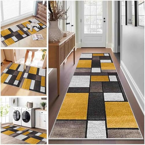 ZGQSW Teppich Läufer Flur Küche rutschfest Waschbarer Küchenläufer für Kurzflor Schlafzimmer Flurteppich Eingangsbereich Wohnzimmer Korridor (439-a,60 x 350 cm) von ZGQSW