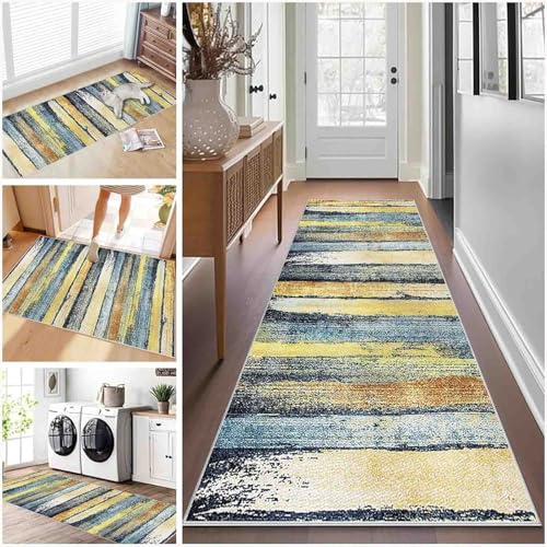 ZGQSW Teppich Läufer Flur Küche rutschfest Waschbarer Küchenläufer für Kurzflor Schlafzimmer Flurteppich Eingangsbereich Wohnzimmer Korridor (442-a,70 x 500 cm) von ZGQSW