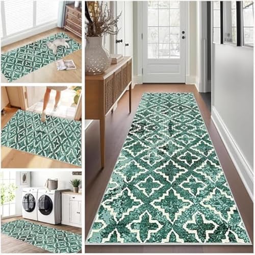 ZGQSW Teppich Läufer Flur Küche rutschfest Waschbarer Küchenläufer für Kurzflor Schlafzimmer Flurteppich Eingangsbereich Wohnzimmer Korridor (444-a,80 x 450 cm) von ZGQSW