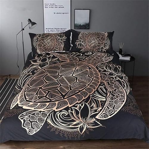 ZGRTZH Bettwäsche 140 x 220 Schildkröte Bettbezug mit Reißverschluss Bettbezug Set 3 Teilig Weiche Angenehme Mikrofaser Bettwäsche-Sets und 2 Kissenbezug 80 x 80 cm von ZGRTZH
