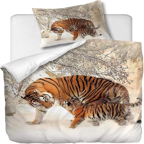 ZGRTZH Bettwäsche 140 x 220 Tiger Bettbezug mit Reißverschluss Bettbezug Set 3 Teilig Weiche Angenehme Mikrofaser Bettwäsche-Sets und 2 Kissenbezug 80 x 80 cm ZGRTZH Bettwäsche 140 x 220 Tiger Bettbezug mit Reißverschluss Bettbezug Set 3 Teilig Weiche Angenehme Mikrofaser Bettwäsche-Sets und 2 Kissenbezug 80 x 80 cm von ZGRTZH