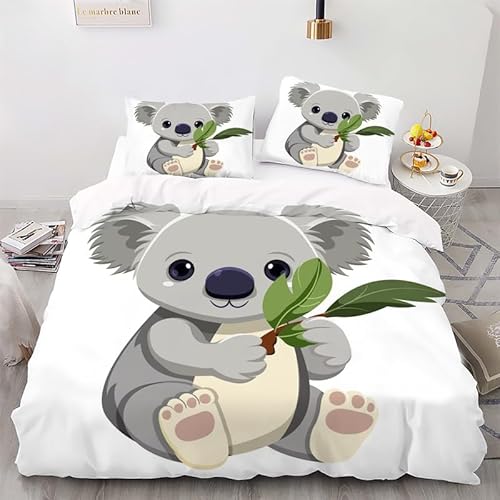 ZGRTZH Bettwäsche 160 x 200 Weihnachts Koala Bettbezug mit Reißverschluss Bettbezug Set 3 Teilig Weiche Angenehme Mikrofaser Bettwäsche-Sets und 2 Kissenbezug 80 x 80 cm von ZGRTZH