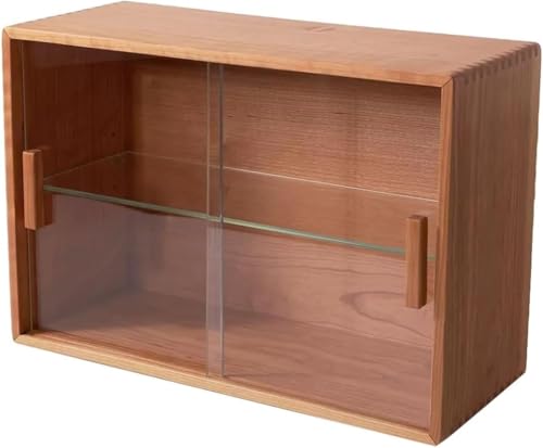 ZGSSOPTU 2-stöckiger Arbeitsplattenschrank, Kaffeetassen-Display, Aufbewahrung, Massivholz, Sideboard mit Glastüren, Speisekammer für Wohnzimmer (Natur) von ZGSSOPTU