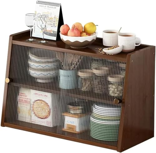 ZGSSOPTU 2-stöckiger Arbeitsschrank aus Massivholz, kleine Küche, Speisekammer, Sideboard mit Glasschiebetüren, Esszimmer (50 cm) von ZGSSOPTU