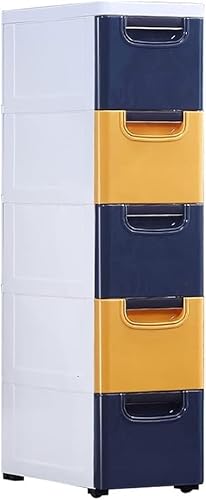 ZGSSOPTU 20 cm Spaltschrank Schubladenart Kunststoff Küchenregal Badezimmer Spaltschrank (dunkelgrün-gelb, 6 Ebenen) von ZGSSOPTU