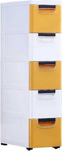 ZGSSOPTU 20 cm Spaltschrank Schubladenart Kunststoff Küchenregal Badezimmer Spaltschrank (gelb-weiß, 7 Ebenen) von ZGSSOPTU