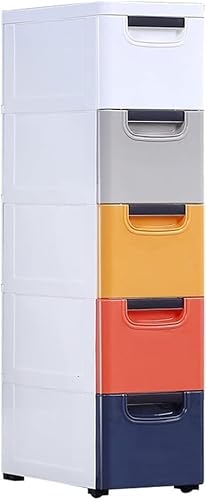 ZGSSOPTU 20 cm Spaltschrank Schubladenart Kunststoff Küchenregal Badezimmer Spaltschrank (gemischte Farben, 5 Ebenen) von ZGSSOPTU