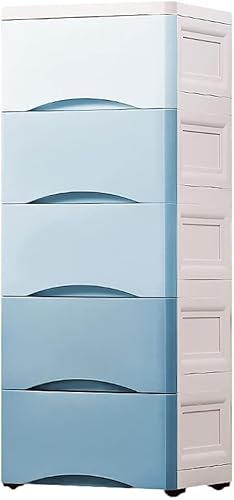 ZGSSOPTU 39 cm dicker Schubladenschrank aus Kunststoff, große Kapazität, Kommode, Aufbewahrungsschrank (Farbverlauf, Blau, 6 Ebenen) von ZGSSOPTU