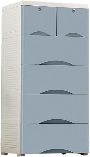ZGSSOPTU 50 cm breiter, verdickter Aufbewahrungsschrank, Kunststoff-Schublade, Kinderschrank, Kleider-Organizer (Hellblau, 5 Ebenen) von ZGSSOPTU