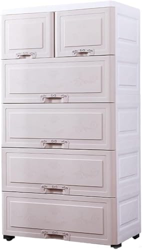 ZGSSOPTU 57 cm dicker Schubladenschrank, Kunststoff, Kleiderschrank, Haushaltskommode, große Kapazität, Aufbewahrungsschrank, Kommode (warmes Aprikose, 4 Ebenen) von ZGSSOPTU