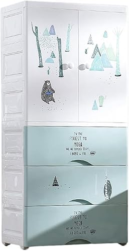 ZGSSOPTU Aufbewahrungsbehälter, geeignet für Wohnzimmer/Schlafzimmer/Kinderzimmer, Doppeltür-Aufhängung (grün, 3 Schubladen) von ZGSSOPTU