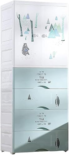 ZGSSOPTU Aufbewahrungsbehälter, geeignet für Wohnzimmer/Schlafzimmer/Kinderzimmer, Doppeltür-Aufhängung (grün, 4 Schubladen) von ZGSSOPTU