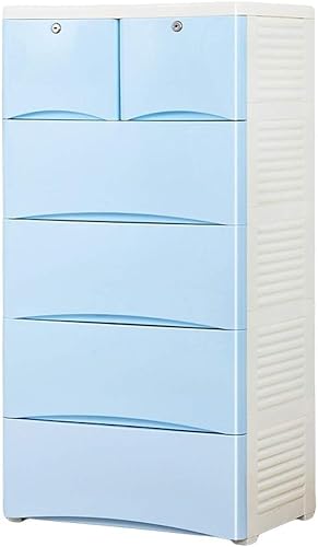 ZGSSOPTU Aufbewahrungskörbe, Kinderschrank, Kunststoff-Schublade, Spind, Baby-Kommode (Himmelblau, 5 Ebenen) von ZGSSOPTU