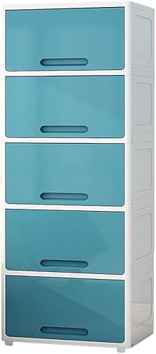 ZGSSOPTU Aufbewahrungskörbe, Klappschrank, Wohnzimmer, Zuhause, verdickter Kunststoff, mehrlagiges Schließfach (Seeblau, 3 Ebenen) von ZGSSOPTU