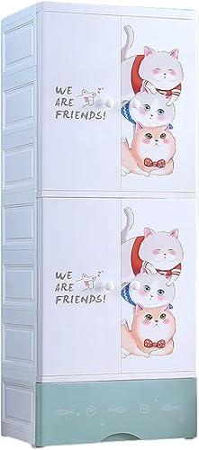 ZGSSOPTU Aufbewahrungskörbe, dicker Kleiderschrank, für Kinder, einfach, mit Schublade, 58 x 40 cm, 155 cm (grün) von ZGSSOPTU