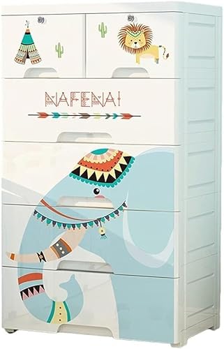 ZGSSOPTU Aufbewahrungskörbe, dicker Schrank für Schlafzimmer/Wohnzimmer, Kinderschrank, Cartoon-Kleiderständer, Schubladentyp, Kunststoff (5 Ebenen) von ZGSSOPTU
