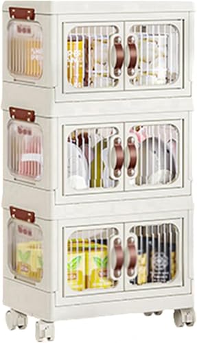ZGSSOPTU Aufbewahrungskörbe, faltbare Schränke, stapelbare Kunststoffbox mit Rollen und Griffen, vielseitiger Organizer für Schlafzimmer (70 x 43 x 116 cm) von ZGSSOPTU