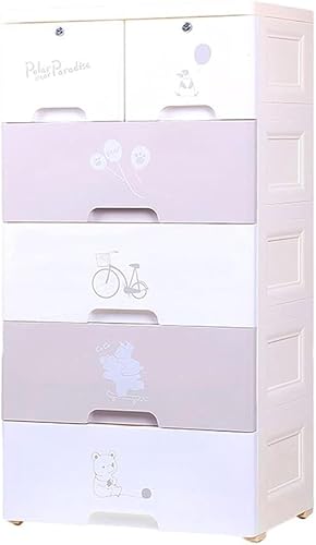 ZGSSOPTU Aufbewahrungskörbe Schubladenschrank für Kinder, einfacher Kleiderschrank, Kunststoffbox (Grau, 6 Ebenen) von ZGSSOPTU