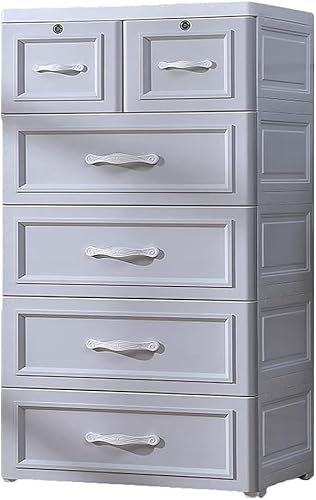 ZGSSOPTU Aufbewahrungskörbe aus Kunststoff, Schublade, Kinderkleidung/Kleinteile, 4 Ebenen, Hellgrau von ZGSSOPTU