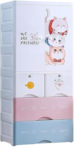 ZGSSOPTU Aufbewahrungskörbe mit dicker Tür, Kleiderschrank, einfach und mit Schublade, 58 x 40 x 134 cm (B) von ZGSSOPTU