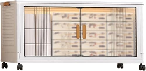 ZGSSOPTU Aufbewahrungskörbe mit doppelseitigen Türen, Deckel, große Kunststoff-Räder, zusammenklappbare Box für Zuhause und Organizer (70 x 43 x 44,5 cm) von ZGSSOPTU