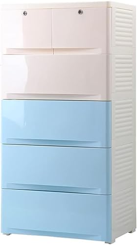 ZGSSOPTU Aufbewahrungsschrank, 58 cm, mehrschichtig, verdickter Kunststoff, Schubladenform, Organisationsschrank, Zuhause, Wohnzimmer, Aufbewahrung (Khaki-Blau, 7 Ebenen) von ZGSSOPTU