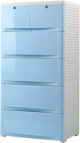 ZGSSOPTU Aufbewahrungsschrank, 58 cm, mehrschichtig, verdickter Kunststoff, Schubladenform, Organisationsschrank, Zuhause, Wohnzimmer, Aufbewahrung (blau, 7 Ebenen) von ZGSSOPTU